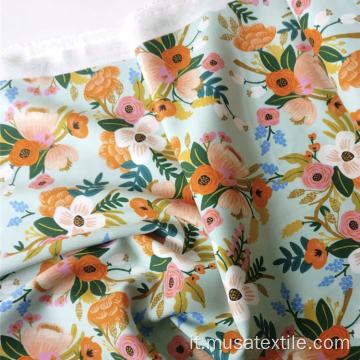 Maglia singola stampa a fiore tessuto rayon 100%